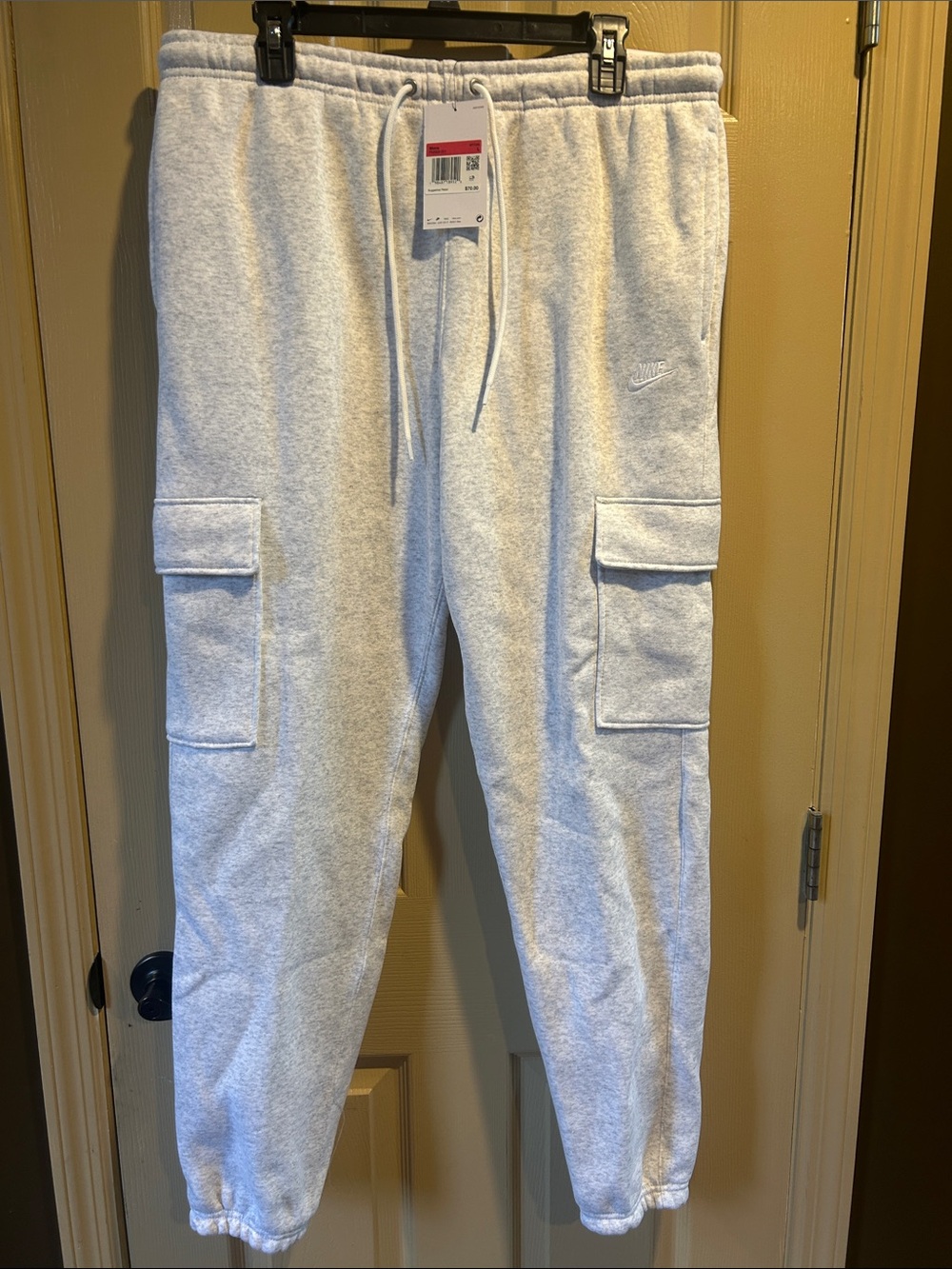 Nike Light Gray Cargo Sweatpants with Drawstring Waist